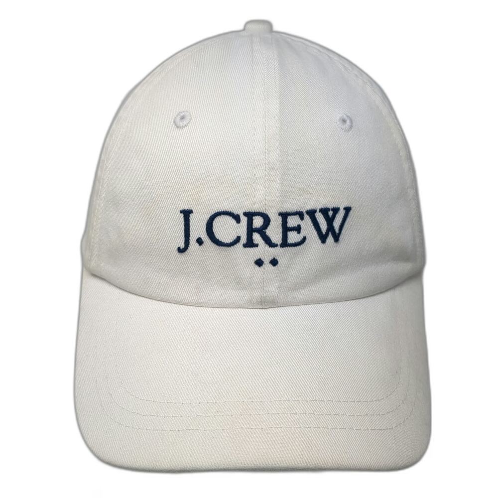 J.Crew Baseball Cap White One Size Adjustable Cotton Strap Embroidered Hat